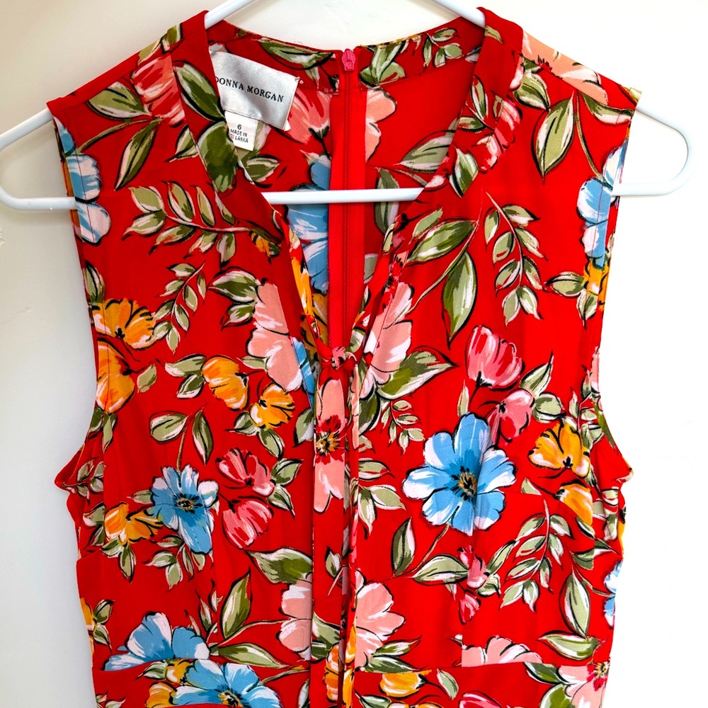 Donna Morgan Red Floral Midi Dress